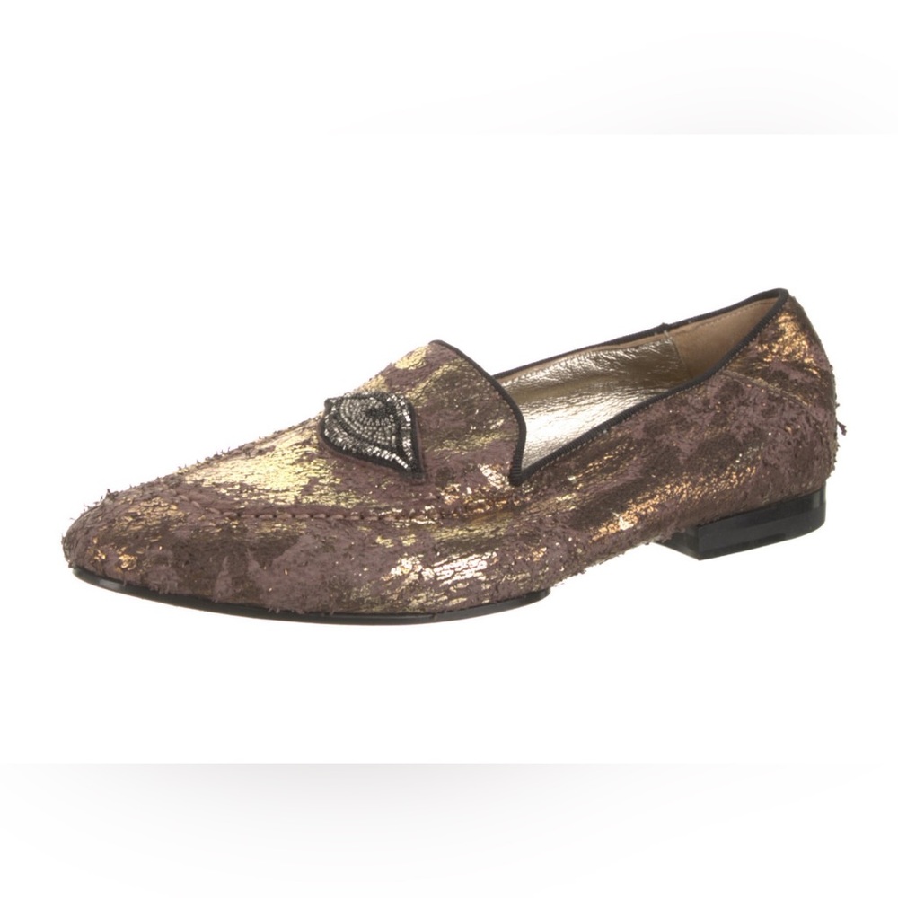 FIGUE "milky eye" glitter accented Loafers Size 6.5